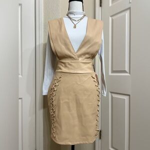Size M,dress,color nude tan,faux leather